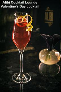 Alibi Cocktail Lounge Valentine's Day cocktail