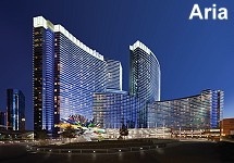 Aria, North entrance at night