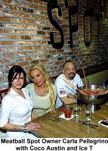 Carla Pellegrino with Coco Austin and Ice T at Meatball Spot