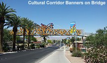 Cultural corridor banners on bridge