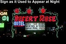 Desert Rose Motel sign at night  original condition