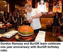 Gordon Ramsay and burGR team one year anniversary - cutting cake