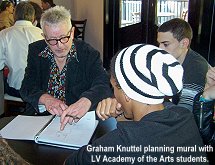 Graham Knuttel planning mural with LV Academy of the Arts students