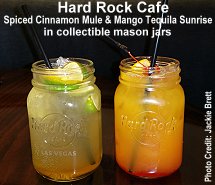 Hard Rock Cafe - Spiced Cinnamon Mule and Mango Tequila Sunrise collectible Mason jars
