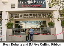 Itsy Bitsy: Ramen and Whisky's Ryan Doherty and DJ Five cut ribbon