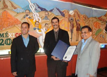 Jason Terry, Artist Gushsan and Mario Guardadi with Certificate