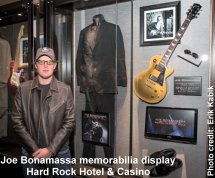 Joe Bonamassa memorabilia display at Hard Rock Hotel and Casino