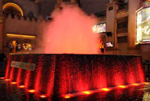 Miracle Mile Fountain Turns Red