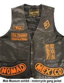 Mob Mmuseum exhibit - motorcycle gang jacket