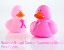 National Breast Cancer Awareness Month pink ducks