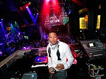 Nick Cannon at Chateau Nightlub Paris Las Vegas DJ Booth
