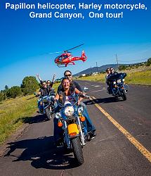 Papillon Helicopter, Harley Motorcycle, Grand Canyon Tour