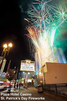 Plaza Hotel Casino - Green St Patrick's Day Fireworks