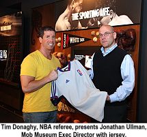 Tim Donaghy presents Jonathan Ullman of Mob Museum, one of his jerseys